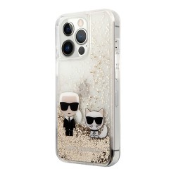 Чехол Lagerfeld Liquid glitter Karl and Choupette Hard для iPhone 13 Pro Max, золотой