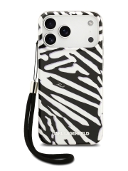 Karl Lagerfeld для iPhone 17 Pro Max чехол IML Zebra Hard + Nylon Hand cord Black