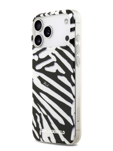 Karl Lagerfeld для iPhone 17 Pro Max чехол IML Zebra Hard + Nylon Hand cord Black
