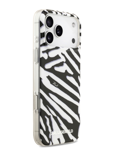 Karl Lagerfeld для iPhone 17 Pro Max чехол IML Zebra Hard + Nylon Hand cord Black