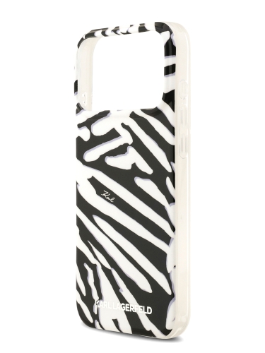 Karl Lagerfeld для iPhone 17 Pro Max чехол IML Zebra Hard + Nylon Hand cord Black