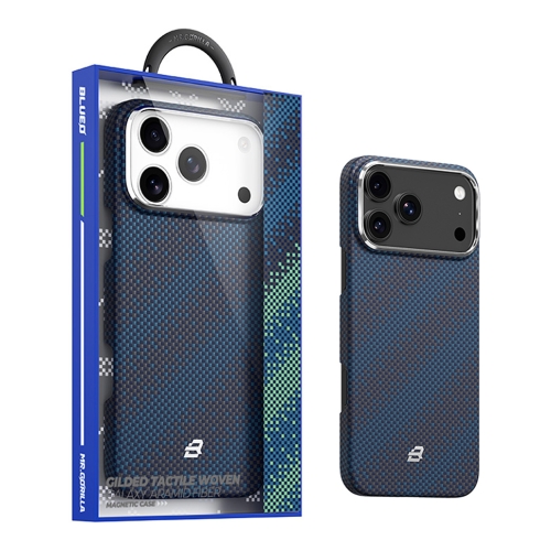 BlueO чехол для iPhone 17 Pro, Tactile Woven Air Aramid fiber (Kevlar) Galaxy Blue (MagSafe)