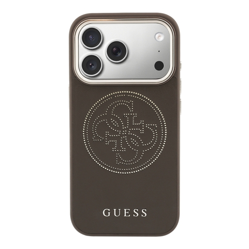 Guess для iPhone 17 Pro чехол PU with Perforated 4G logo Metal camera Brown (MagSafe)