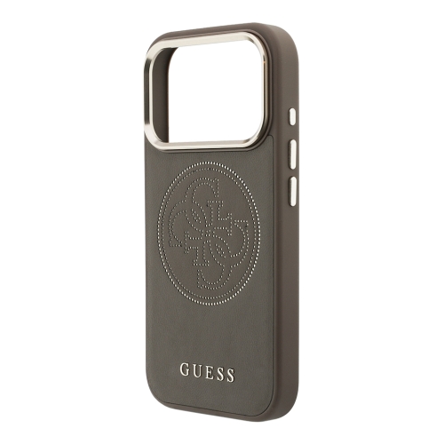 Guess для iPhone 17 Pro чехол PU with Perforated 4G logo Metal camera Brown (MagSafe)