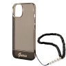 Чехол Guess Translucent w Electoplated camera Hard +hand Strap для iPhone 14, черный
