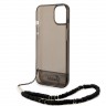 Чехол Guess Translucent w Electoplated camera Hard +hand Strap для iPhone 14, черный