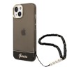 Чехол Guess Translucent w Electoplated camera Hard +hand Strap для iPhone 14, черный