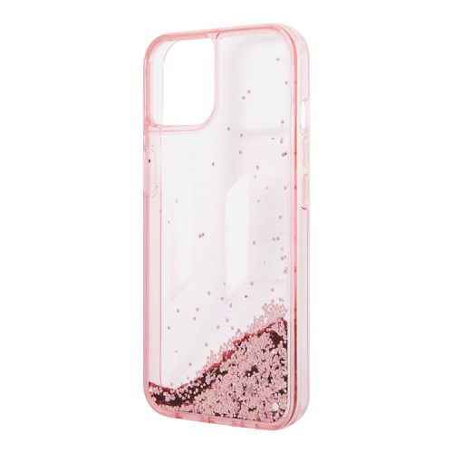 Чехол Karl Lagerfeld Liquid glitter Big KL logo Hard для iPhone 14, розовый