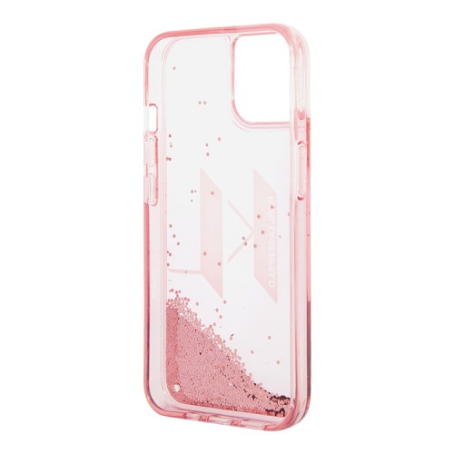 Чехол Karl Lagerfeld Liquid glitter Big KL logo Hard для iPhone 14, розовый