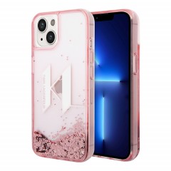 Чехол Karl Lagerfeld Liquid glitter Big KL logo Hard для iPhone 14, розовый