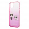 Чехол Lagerfeld Karl & Choupette Hard Gradient для iPhone 13, розовая рамка
