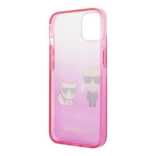 Чехол Lagerfeld Karl & Choupette Hard Gradient для iPhone 13, розовая рамка