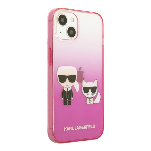 Чехол Lagerfeld Karl & Choupette Hard Gradient для iPhone 13, розовая рамка