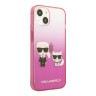 Чехол Lagerfeld Karl & Choupette Hard Gradient для iPhone 13, розовая рамка