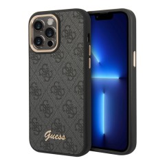 Чехол Guess PU 4G Script metal logo Hard для iPhone 14 Pro, черный