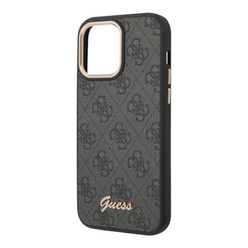 Чехол Guess PU 4G Script metal logo Hard для iPhone 14 Pro, черный