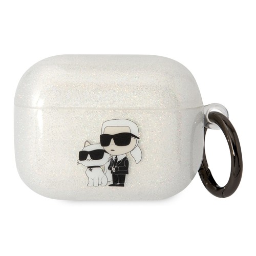 Чехол Lagerfeld TPU Glitters with ring NFT Karl & Choupette для Airpods Pro, прозрачный