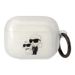 Чехол Lagerfeld TPU Glitters with ring NFT Karl &amp; Choupette для Airpods Pro, прозрачный