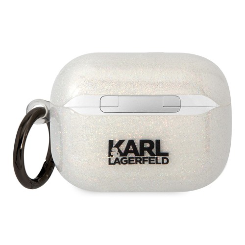 Чехол Lagerfeld TPU Glitters with ring NFT Karl & Choupette для Airpods Pro, прозрачный