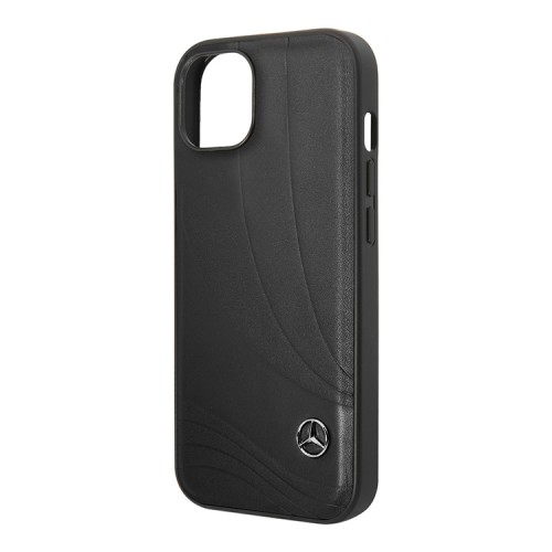 Кожаный чехол Mercedes Leather Wave III Hard для iPhone 14, черный