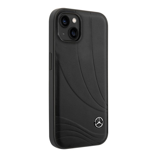 Кожаный чехол Mercedes Leather Wave III Hard для iPhone 14, черный