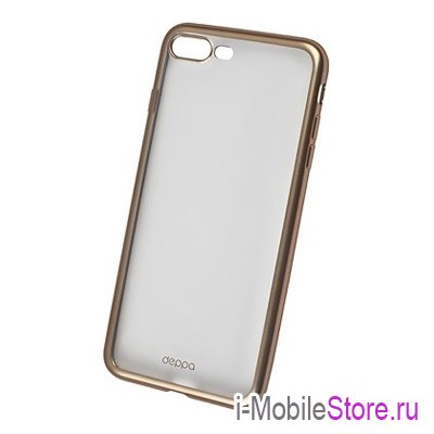 Чехол Deppa Gel Plus матовый для iPhone 7 Plus/8 Plus, золотая рамка