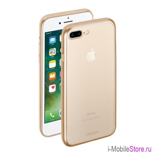 Чехол Deppa Gel Plus матовый для iPhone 7 Plus/8 Plus, золотая рамка