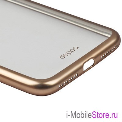 Чехол Deppa Gel Plus матовый для iPhone 7 Plus/8 Plus, золотая рамка
