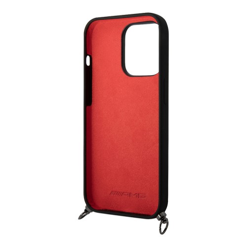 Чехол AMG Liquid silicone Expressive graphic Hard +Strap для iPhone 14 Pro Max, черный