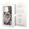 Чехол Guess Flower Hard для iPhone 14 Pro, черный/золотой (MagSafe)