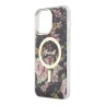 Чехол Guess Flower Hard для iPhone 14 Pro, черный/золотой (MagSafe)
