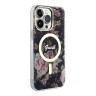 Чехол Guess Flower Hard для iPhone 14 Pro, черный/золотой (MagSafe)