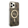 Чехол Guess 4G Hard для iPhone 13 Pro Max, коричневый/золотой (MagSafe)