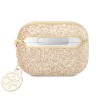 Чехол Guess Glitter flakes Metal logo with Charm для Airpods Pro, золотой