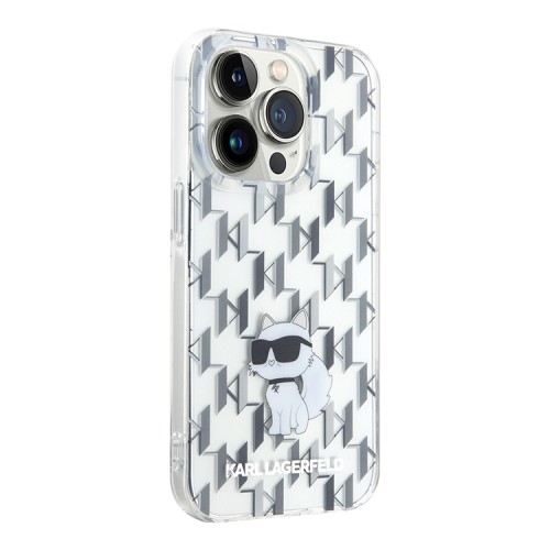 Karl Lagerfeld для iPhone 15 Pro чехол PC/TPU Monogram NFT Choupette Hard Transparent