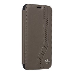 Кожаный чехол Mercedes New Bow Booktype для iPhone X/XS, коричневый