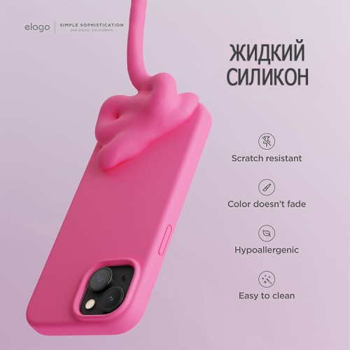 Elago для iPhone 15 чехол Soft silicone (Liquid) Ice Red