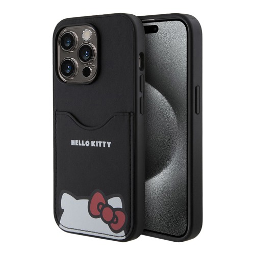 Hello Kitty для iPhone 14 Pro Max чехол Cardslot PU Leather Hidden Kitty Hard Black