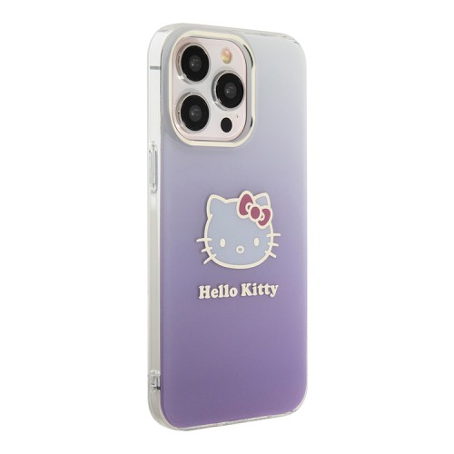Hello Kitty для iPhone 15 Pro Max чехол PC/TPU Kitty Head Hard Gradient Purple