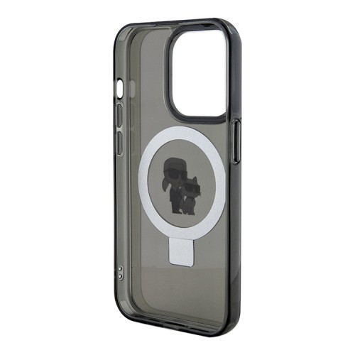 Lagerfeld для iPhone 14 Pro Max чехол PC/TPU + Ring stand NFT Karl & Choupette Hard Black (MagSafe)