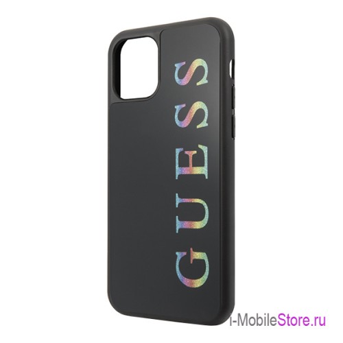 Чехол Guess Iridescent Glitter logo Hard Multicolor для iPhone 11 Pro, черный