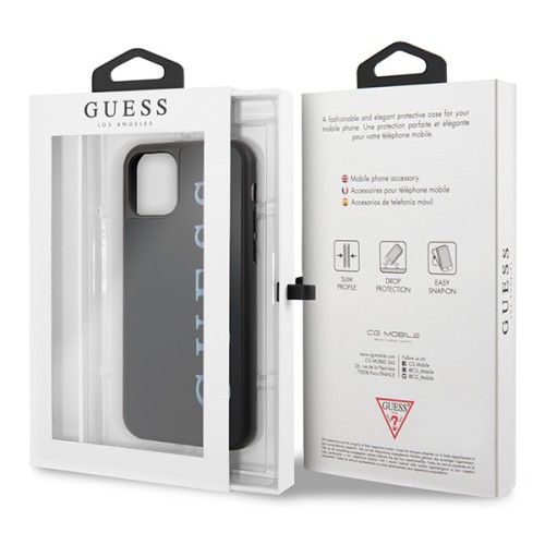 Чехол Guess Iridescent Glitter logo Hard Multicolor для iPhone 11 Pro, черный