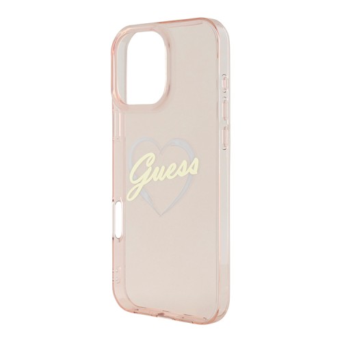 Guess для iPhone 16 Pro чехол PC/TPU Heart Pink