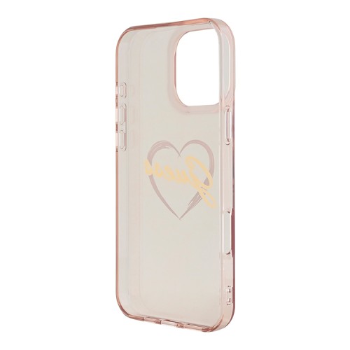 Guess для iPhone 16 Pro чехол PC/TPU Heart Pink