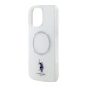 U.S. Polo для iPhone 16 Pro чехол PC/TPU Double Horse logo and Ring White (MagSafe)