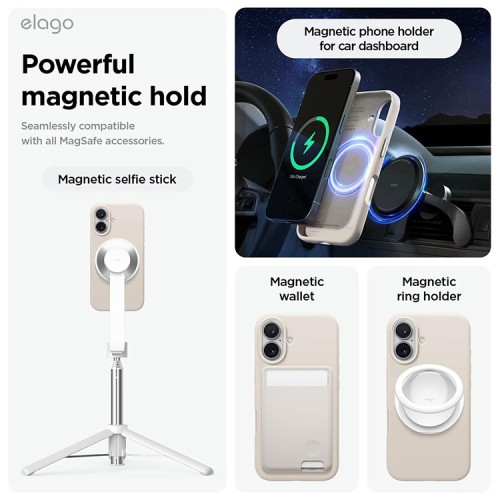 Elago для iPhone 16 чехол Soft silicone (Liquid) Stone (MagSafe)