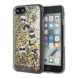 Чехол Karl Lagerfeld Liquid Glitter Floatting Charms для iPhone 7/8/SE 2020, золотой