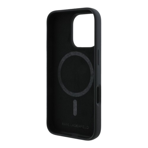 Karl Lagerfeld для iPhone 16 Pro Max чехол Liquid Silicone NFT Karl Head Hard Black (MagSafe)