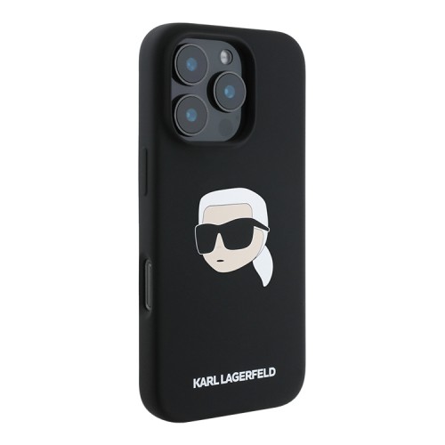 Karl Lagerfeld для iPhone 16 Pro Max чехол Liquid Silicone NFT Karl Head Hard Black (MagSafe)