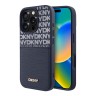 DKNY для iPhone 16 Pro чехол PU Repeat texture with Cardslot Metal logo Hard Blue